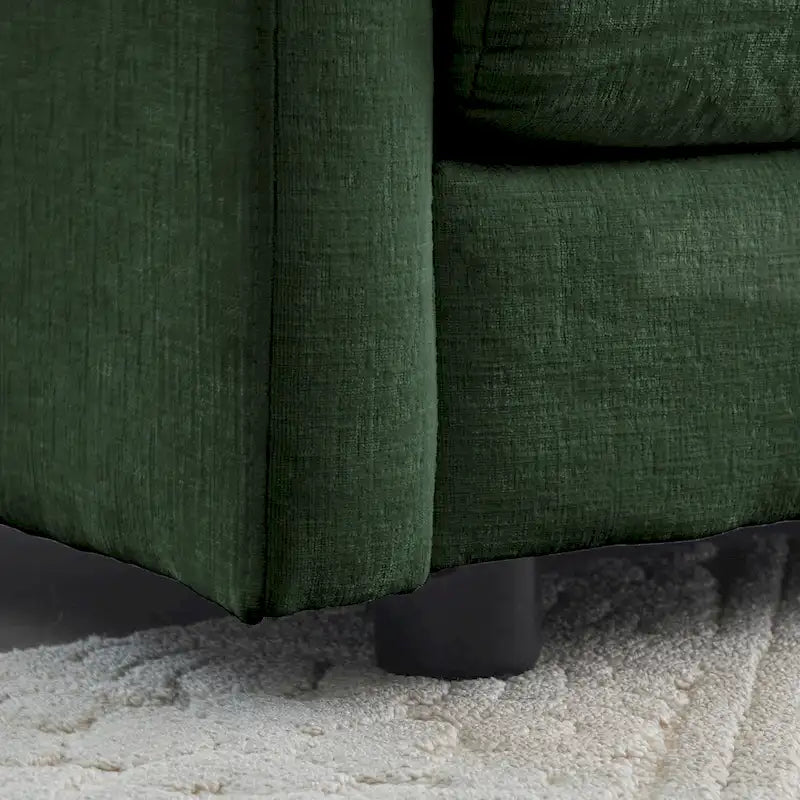 Canapé sectionnel modulable en L 5 places avec pouf, revêtement en chenille