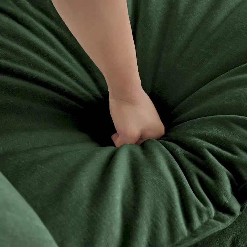 Canapé sectionnel modulable en L 5 places avec pouf, revêtement en chenille