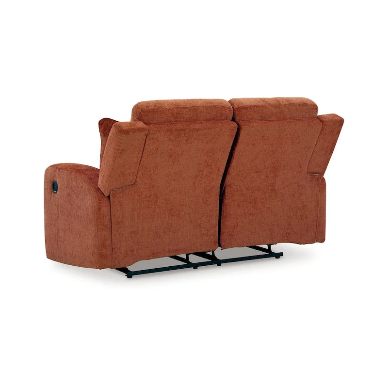 Causeuse inclinable manuelle Genna, polyester orange, 2 oreillers de 64 pouces