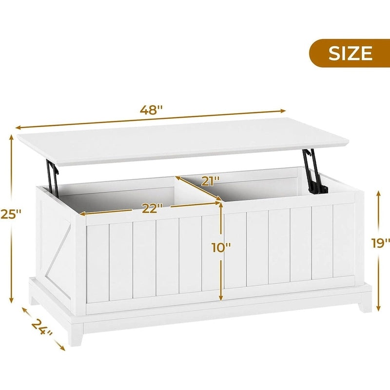 Table basse relevable 48 po Rangement et design de ferme avec clôture