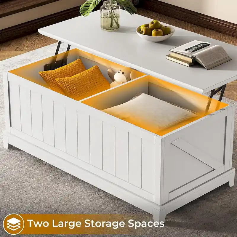 Table basse relevable 48 po Rangement et design de ferme avec clôture